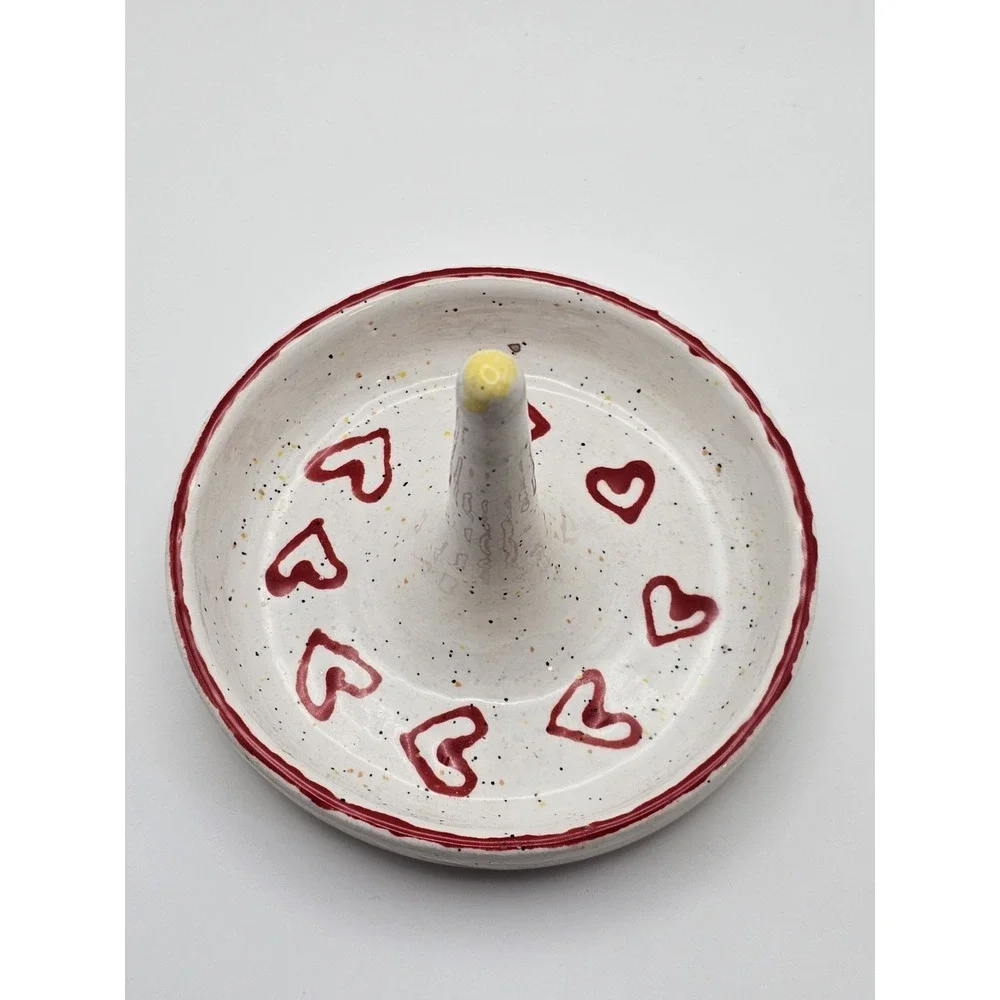 Handmade‎ Ceramic Ring Holder Trinket Dish Hearts Design Boise Idaho BSU Signed